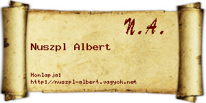 Nuszpl Albert névjegykártya